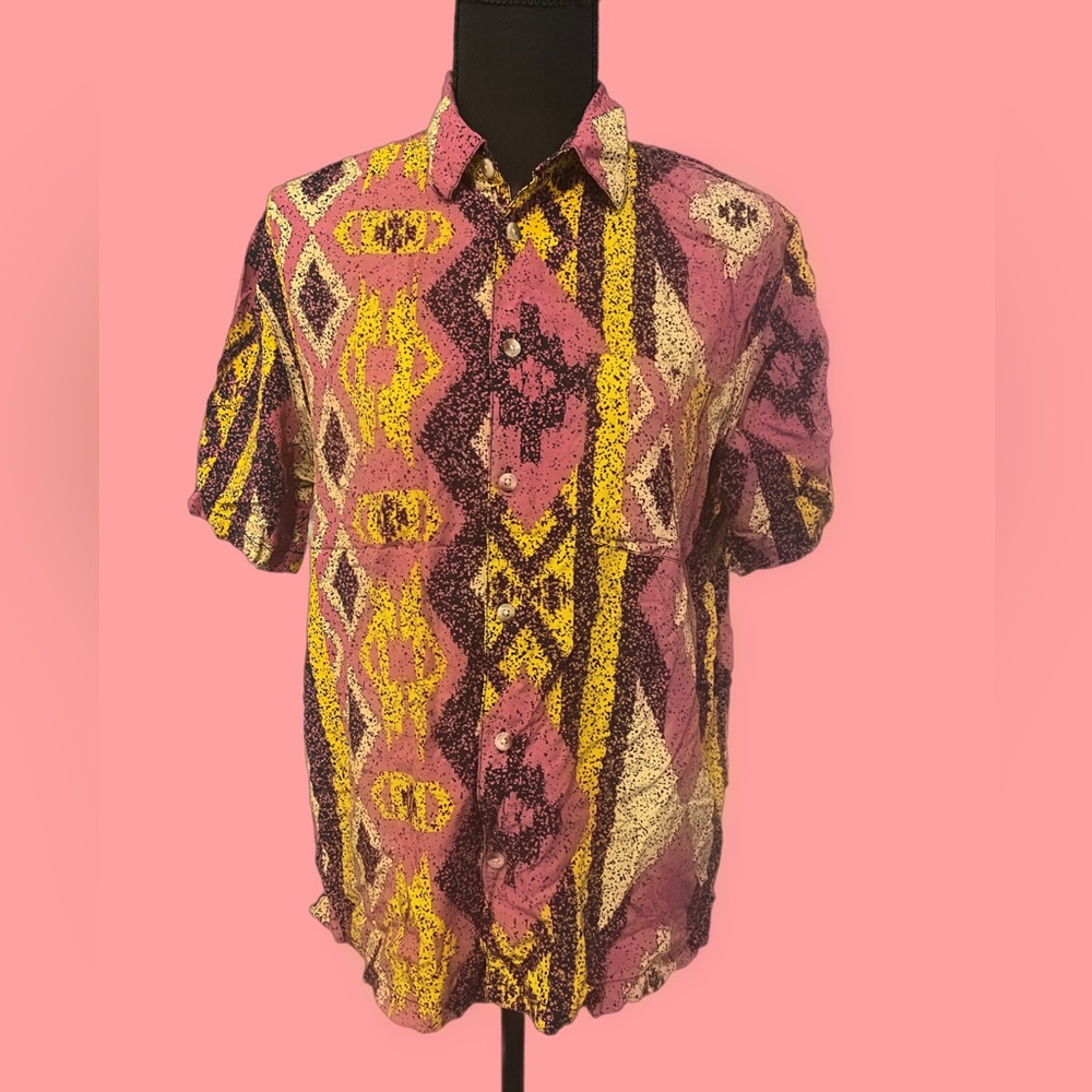 Pink/yellow button down